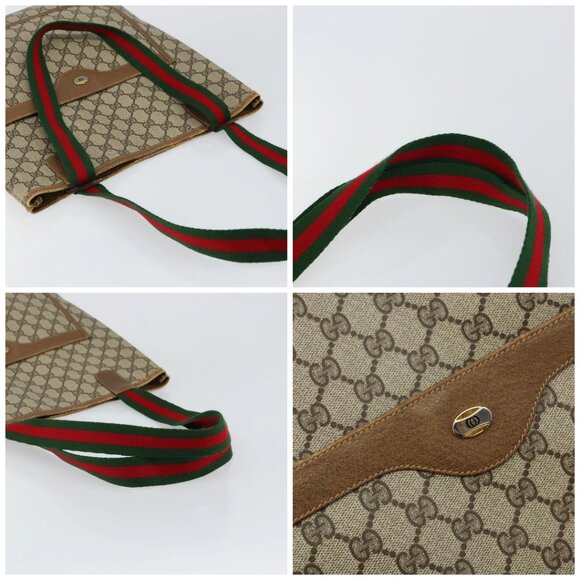 GUCCI GG Supreme Web Sherry Line Tote Bag PVC Beige 56 02 003 Auth ep11398 - Picture 16 of 16